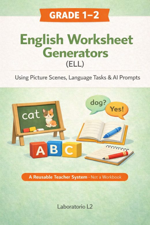 Cover: English Worksheet Generators (ELL), Grade 1–2